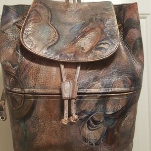 Jane Yoo Hand Painted Leather Backpack